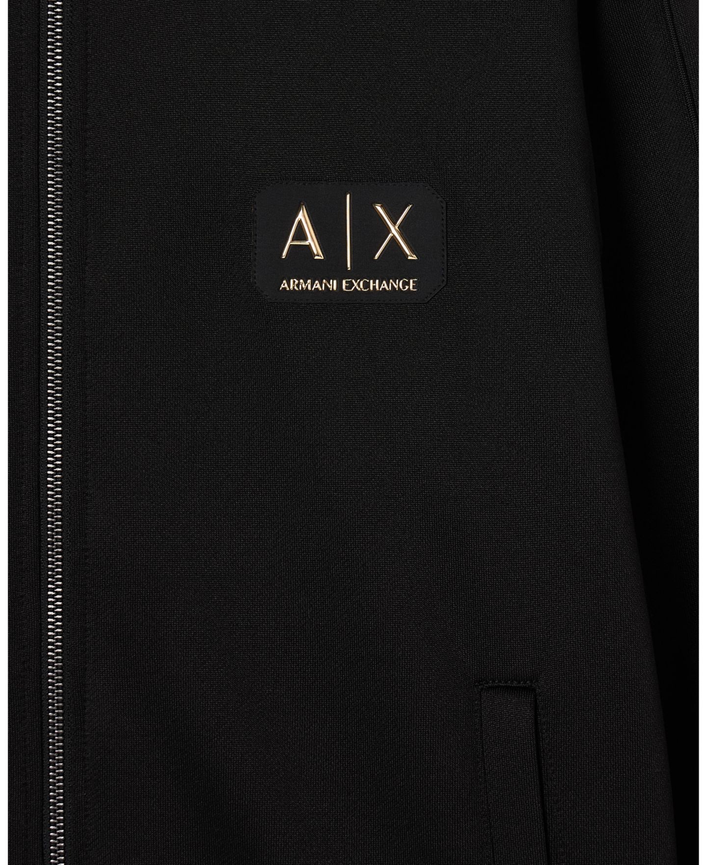 Мужское худи A|X Armani Exchange Black and Gold Fleece Full Zip, цвет: Чёрный — фото 3