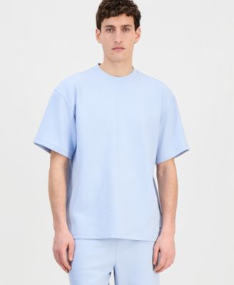 Men's Waffled Jersey Solid-Color Crewneck T-Shirt