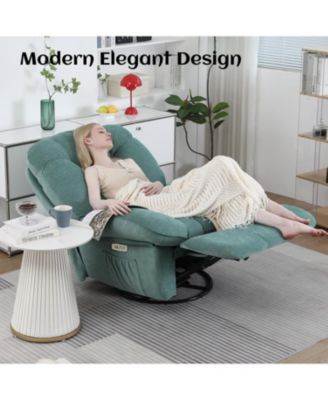 Oversized Swivel Power Recliner Chair, Modern Massage Rocker Recliner Chairs with Heated, USB-C Ports and Side Pocket