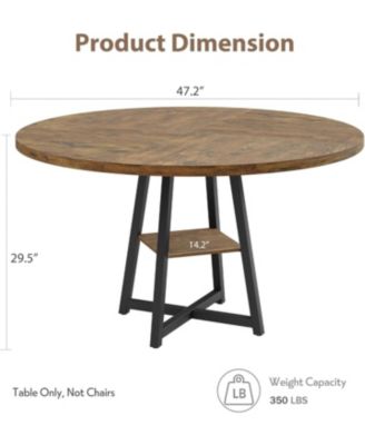 Kitchen Table Industrial Round Dining Table 47 Inch Kitchen Table Set for 4 to 6 Dinner Table