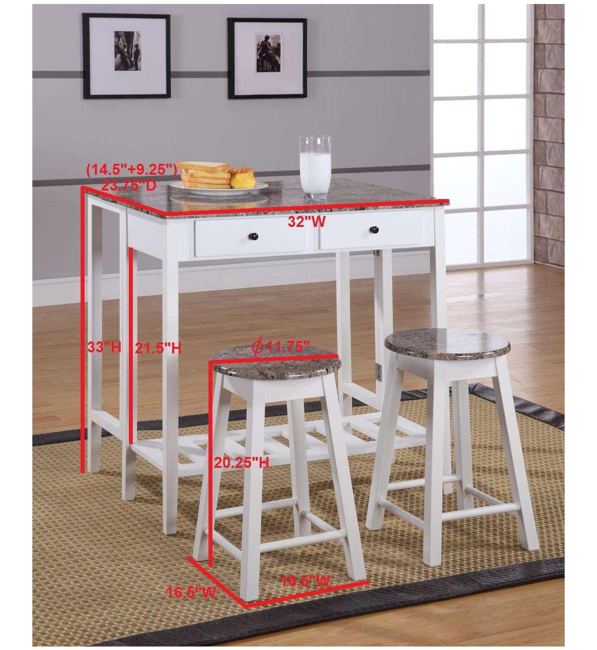 Kings Brand Furniture Pub Table Set Dining Table and 2 Stools