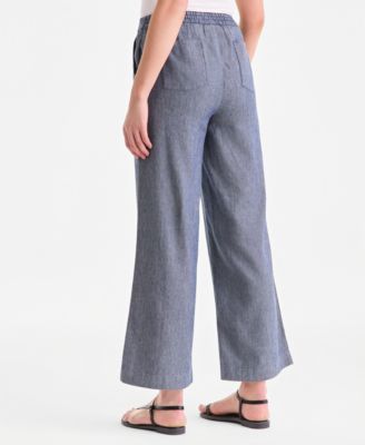 Women's 100% Linen Wide-Leg Sailor Pants