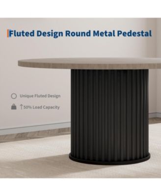 Kitchen Table 47Inch Round Dining Table for 4-6 People Grey Dining Room Table