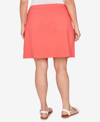 Plus Size Solid Tech Stretch Pull On Skort