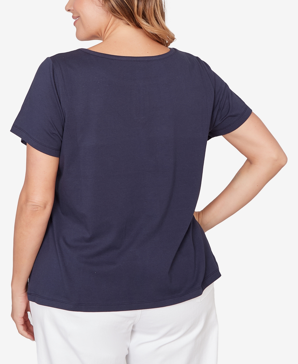Hearts Of Palm Plus Solid Short Sleeve Top