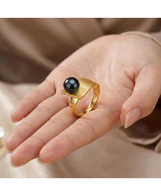 Chic 14K Gold Plated Genuine Freshwater Pearl Statement Ring