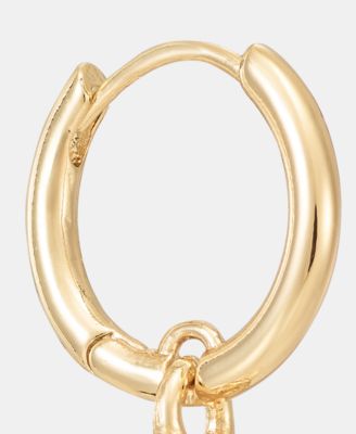 Gold-Tone Glass Pearl Drop Huggie Earrings 