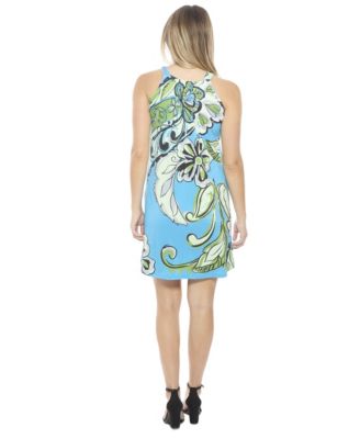 Women's Paisley Knee Length Paisley Sleeveless Keyhole Dress