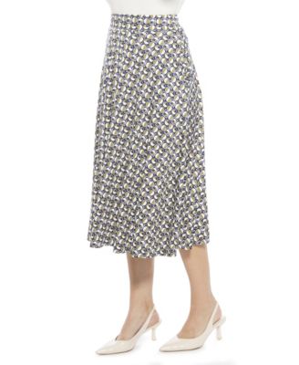 Women's Geometric Elastic Waist Pocket A-Line Midi Skirt