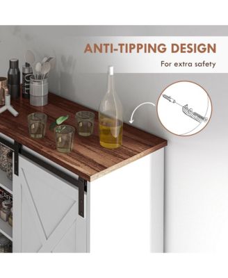 Farmhouse Bar with Storage Sliding Barn Door,