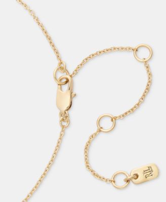 Gold-Tone Boxed Blue Stone Pendant Necklace