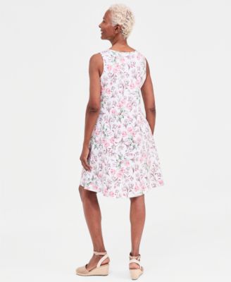 Women's Printed Lace-Up Sleeveless Dress