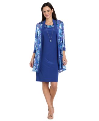 Plus Size Foil Print Jacket Dress