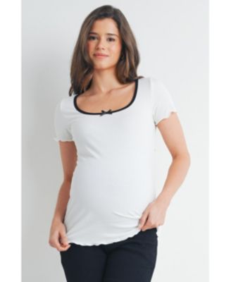 Maternity Women  s Printed Flutter Cap Sleeve V-Neck Top