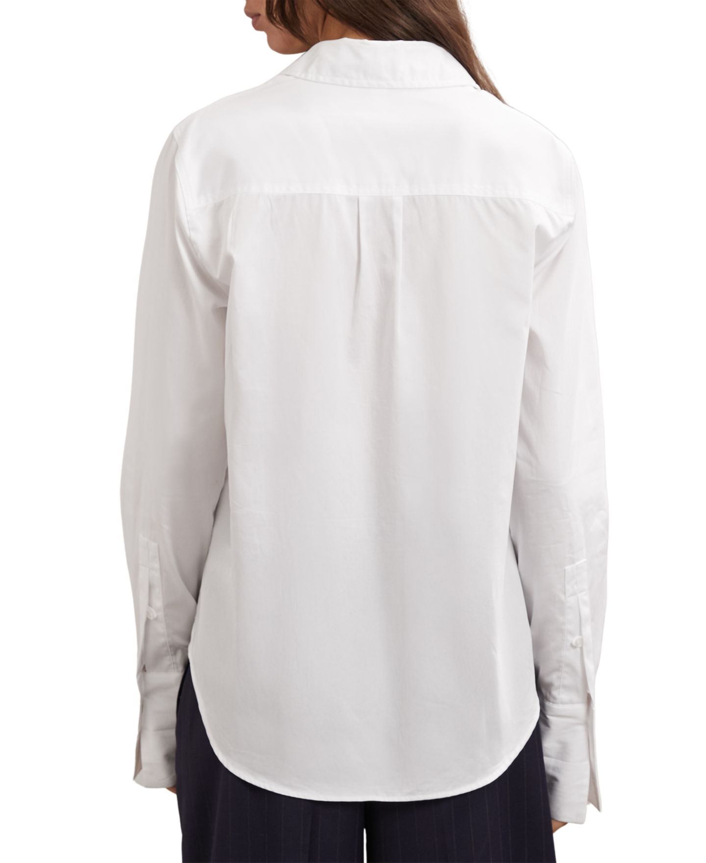 Женская рубашка REISS Lottie Cotton-Sateen Folded-Cuff, цвет: Слоновая кость — фото 3