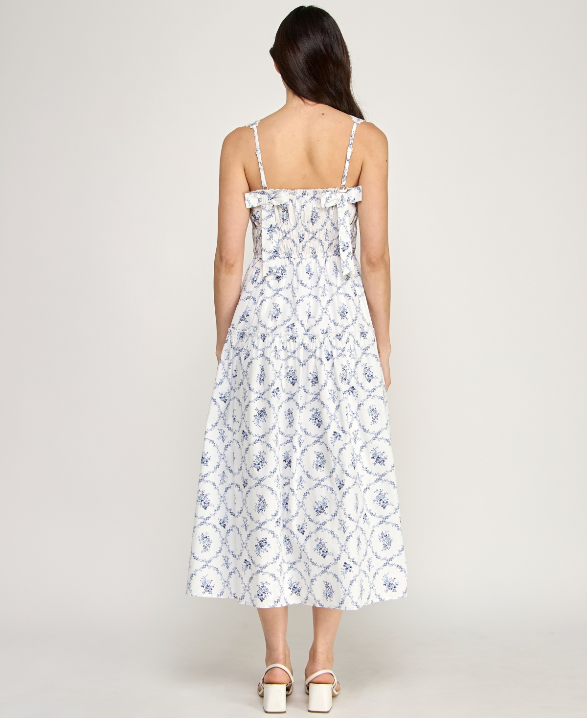 Trixxi Juniors' Strap Bow Back Midi Dress