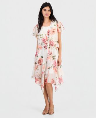 Petite 2-Pc. Floral Chiffon Jacket & Dress Set