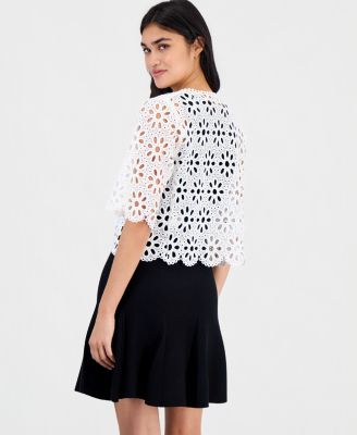 Petite Chemical Lace Open-Front Shrug