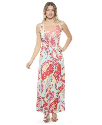 Women's Abstract Scoop Neck Sleeveless A-Line Maxi Dress