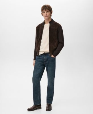 Men's Combined Leather And Suede Jacket