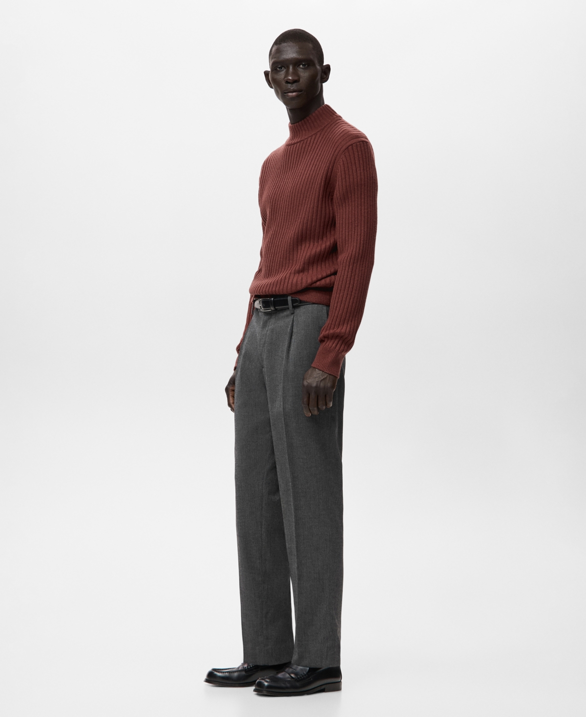 Mango Men's Wool-Blend Rib-Knit Sweater