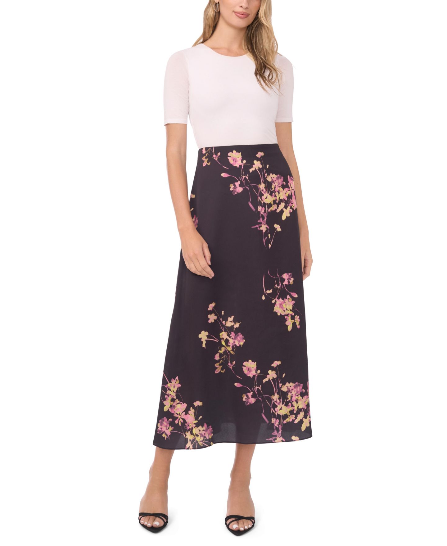 Женская юбка Vince Camuto A-Line Midi Slip, цвет: Насыщенный чёрный — фото 2