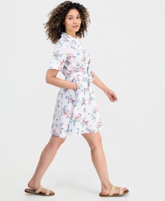 Petite Linen Shannons Garden Tie-Front Dress