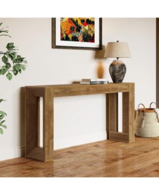 63-Inch Long Console Table, Farmhouse Wooden Sofa Table Behind Couch, Rectangular Entryway Table, Brown