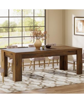 Farmhouse Dining Table for 6-8, Large Rectangle Kitchen Table with Heavy Duty Legs