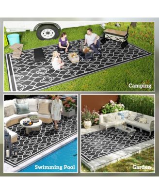 9' x 18' Plastic Lantern-Pattern Outdoor Floor Mat Rug