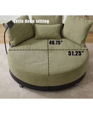 + 52.75" + Polyester + Adjustable Phone Stand & 360° Rotation + Oversized Swivel Chair