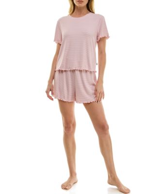 Women's Striped Top & Shorts, 2-Piece Set