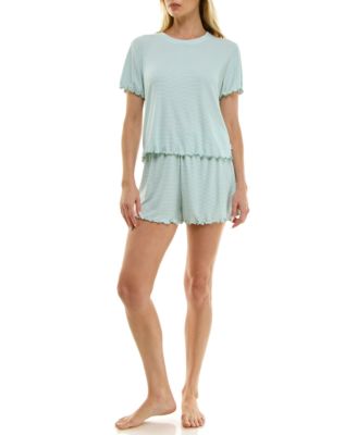 Women's Striped Top & Shorts, 2-Piece Set