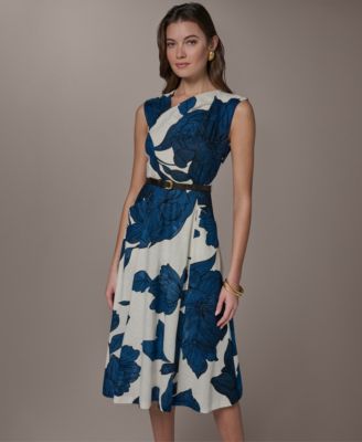 Women's Asymmetrical Neck A-Line Midi Dress