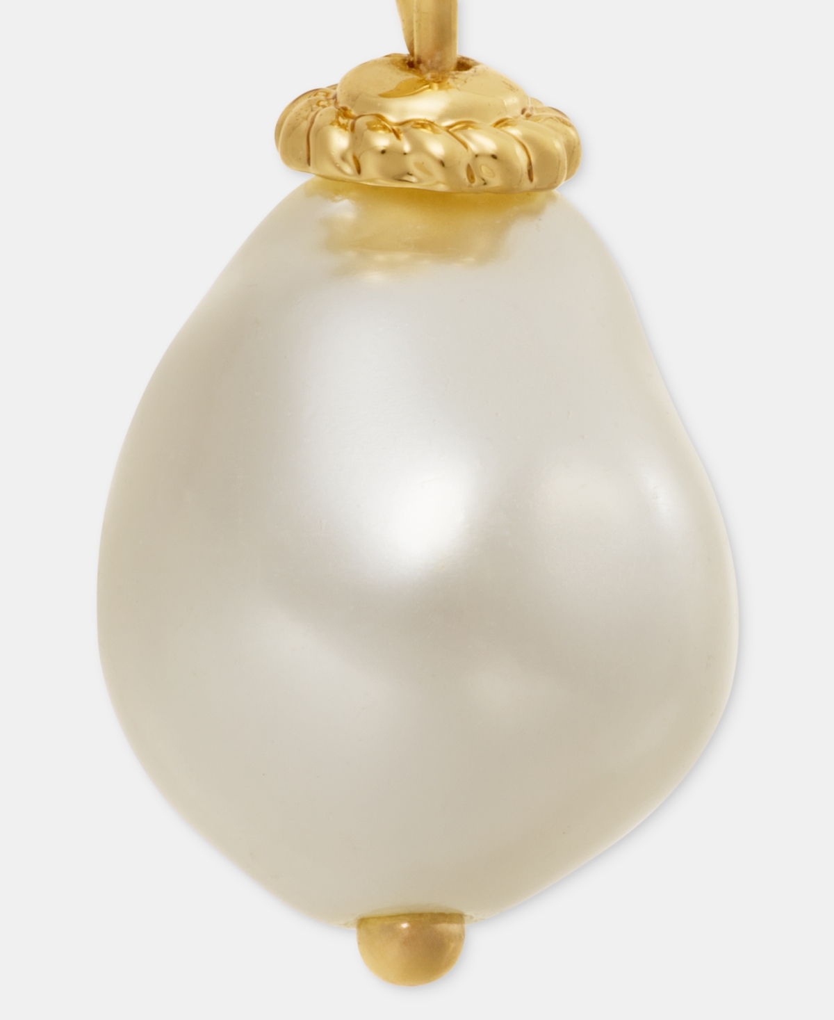 Anne Klein Baroque Imitation Pearl Hammered Drop Earrings