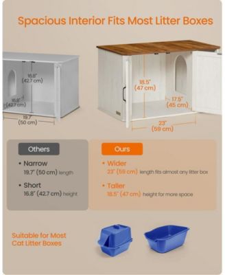 Litter Box Enclosure Cabinet with Front Entry, Hidden Cat Washroom Furniture, Top Holds 165 lb, Large Size