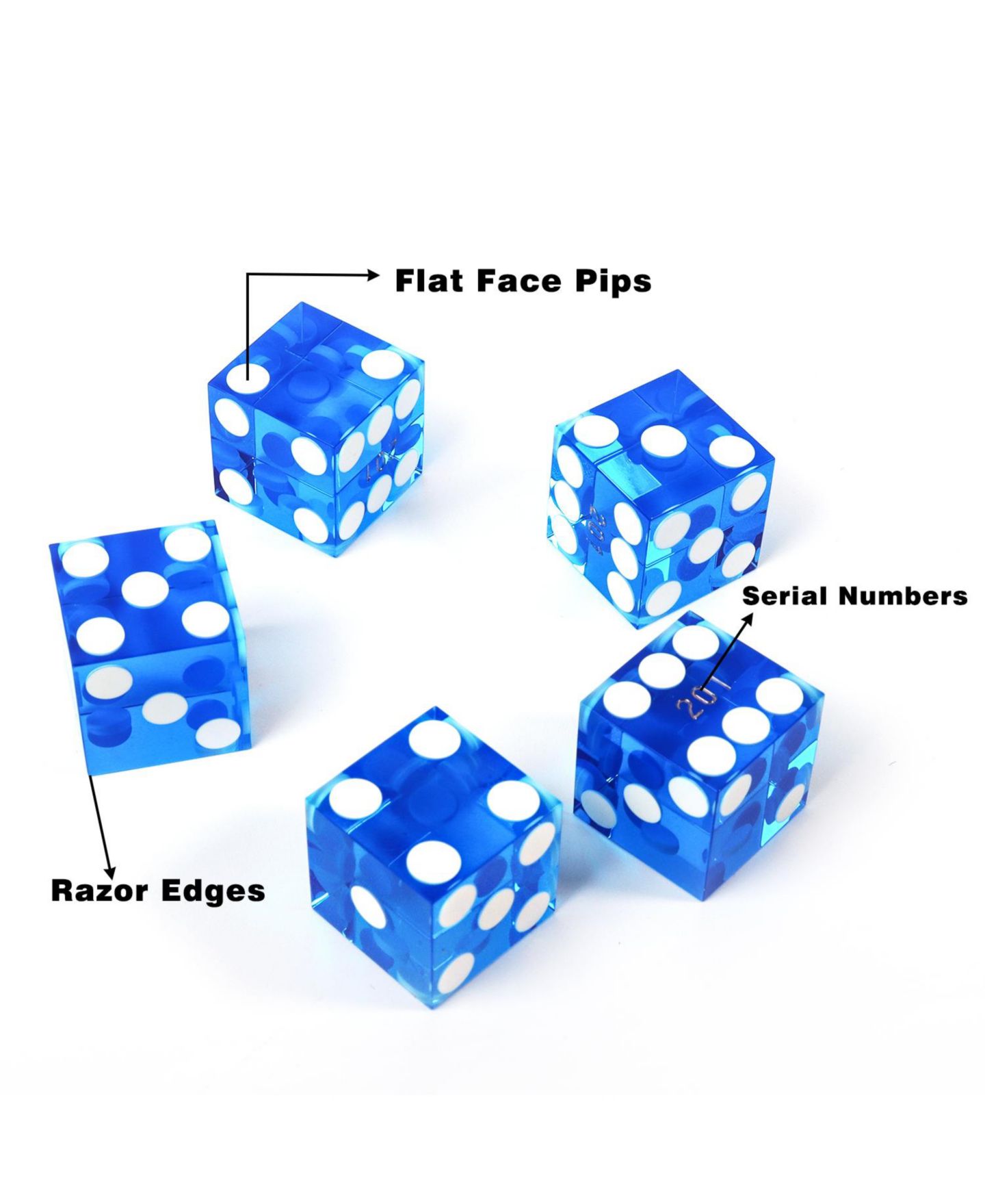 Детские игрушки GSE Games & Sports Expert Vegas Casino Style Razor-Sharp Craps Dice 5-Piece Set, от 14 лет, цвет: Синий — фото 5