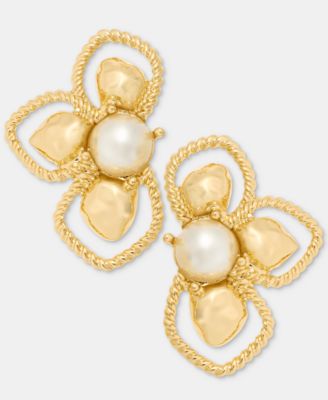 Imitation Pearl Half Cluster Clip-On Drop Earrings