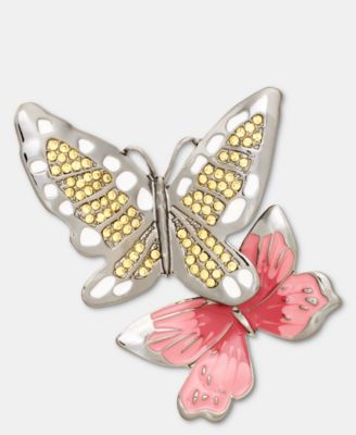 Pav&eacute; Double Butterfly Pin 