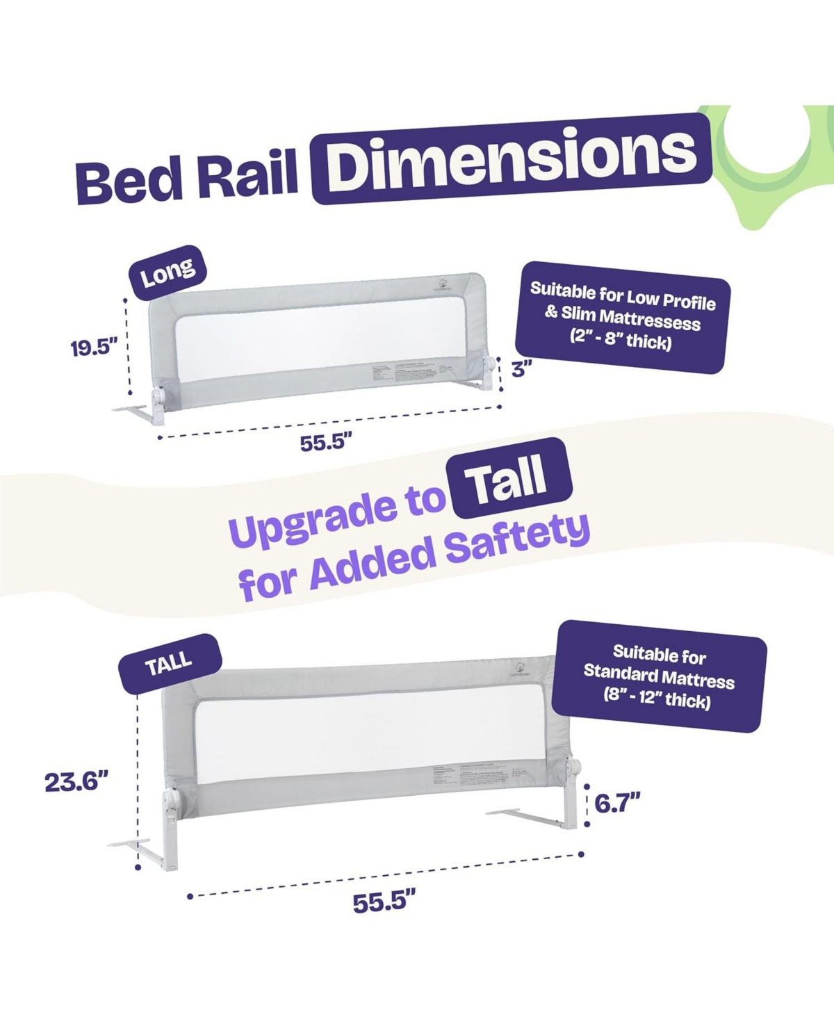 ComfyBumpy Adjustable Toddler Bed Rail Guard - Kids Safety