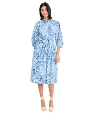 Women's Balloon-Sleeve Shirt Dress