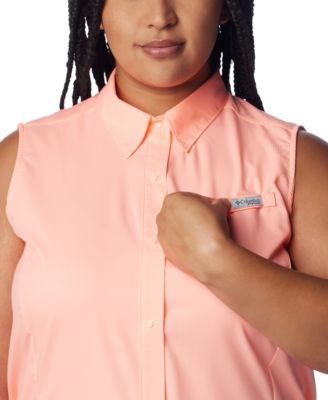 Plus Size PFG Tamiami Button-Front Sleeveless Top