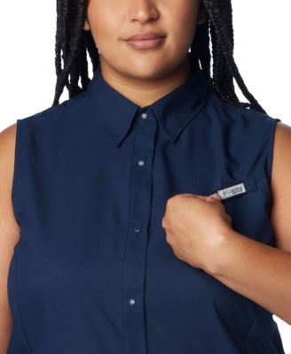 Plus Size PFG Tamiami Button-Front Sleeveless Top