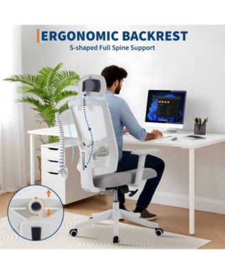 Heavy Duty Ergonomic Office Chair, Adjustable Headrest & Lumbar Support, Flip-Up Arms Desk Chair