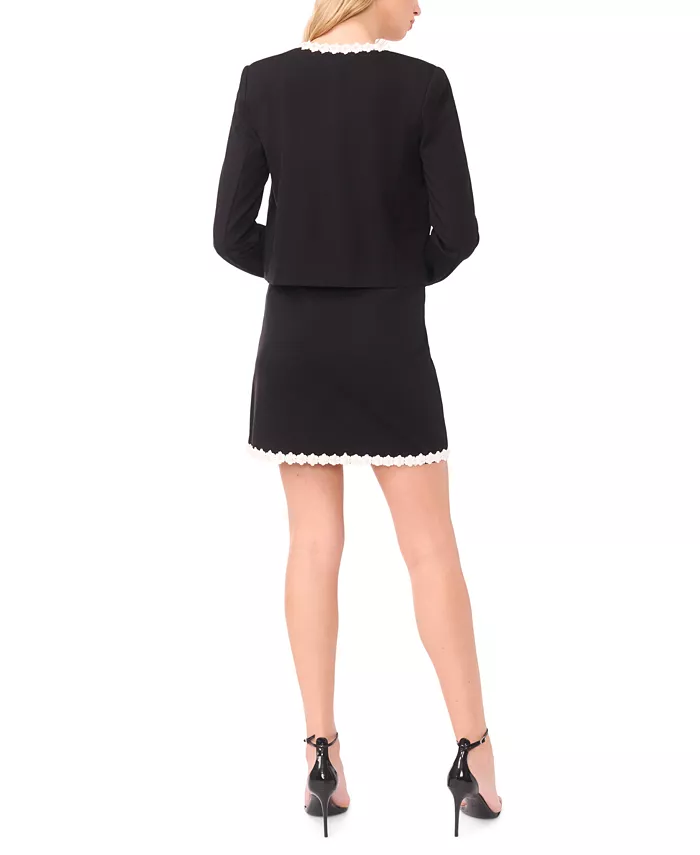Women’s Floral Trim Crew Neck Ponte Jacket - thumbnail 5