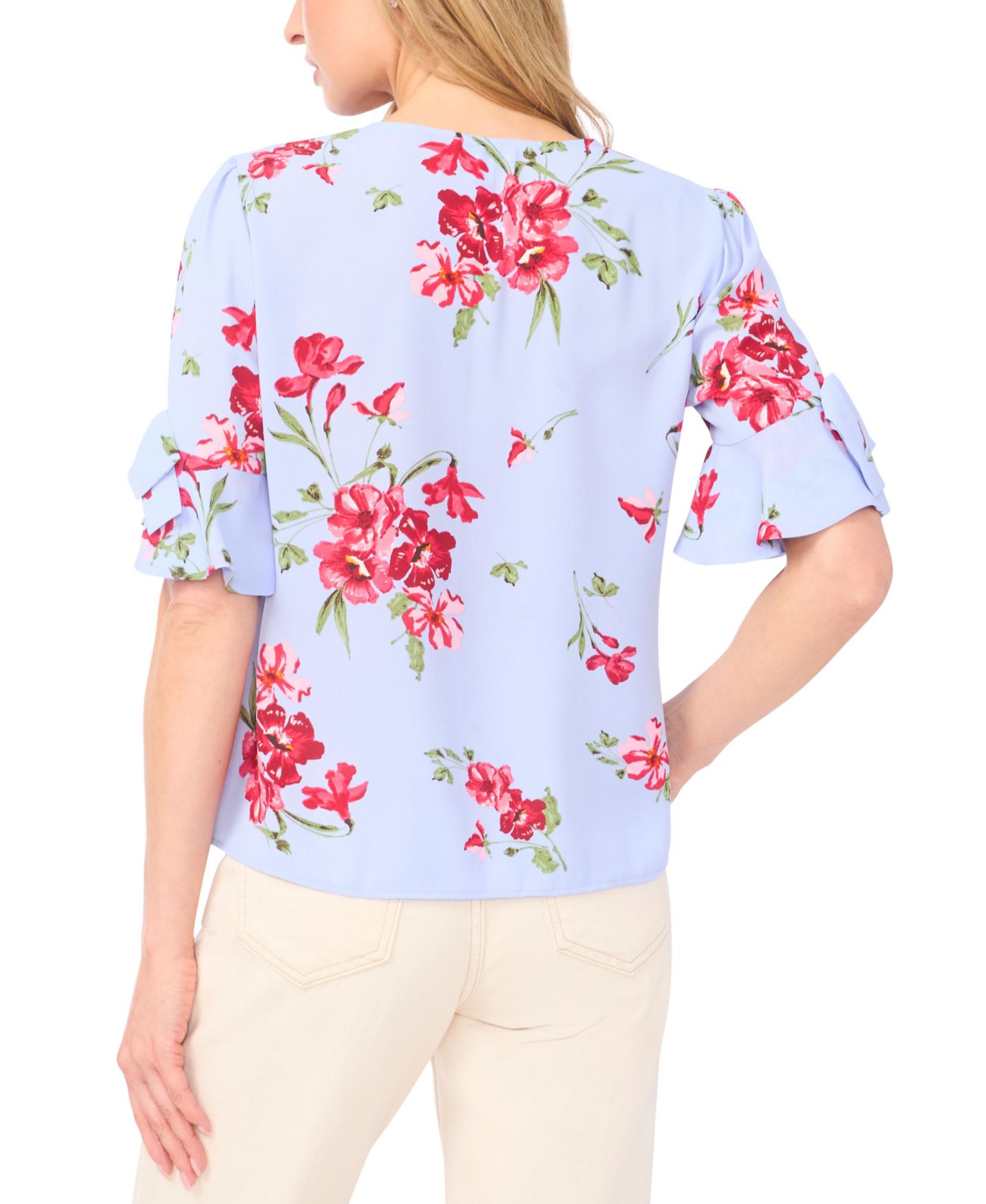 Женский топ CeCe Ruffle Sleeve Floral, цвет: Windsurfer — фото 3