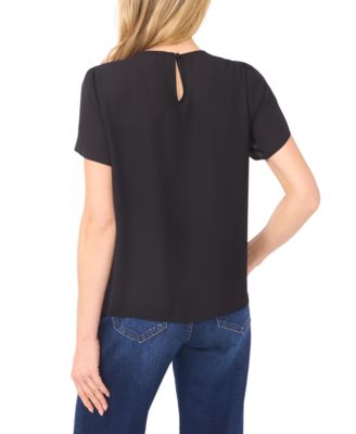 Women's Tulip Short-Sleeve Shirred Crewneck Top