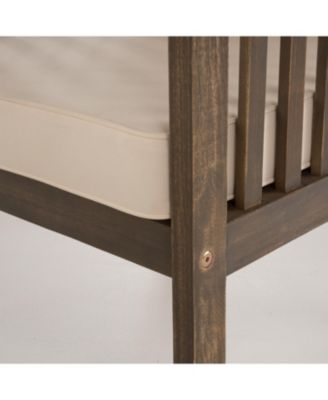 4 Piece Acacia Wood Outdoor Chat Set Water Resistant Cream Gray Cushions Heavy Duty Frame for Patio Garden Leisure