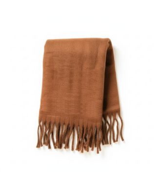 Women's Oversized Fringe Scarf - Brown
