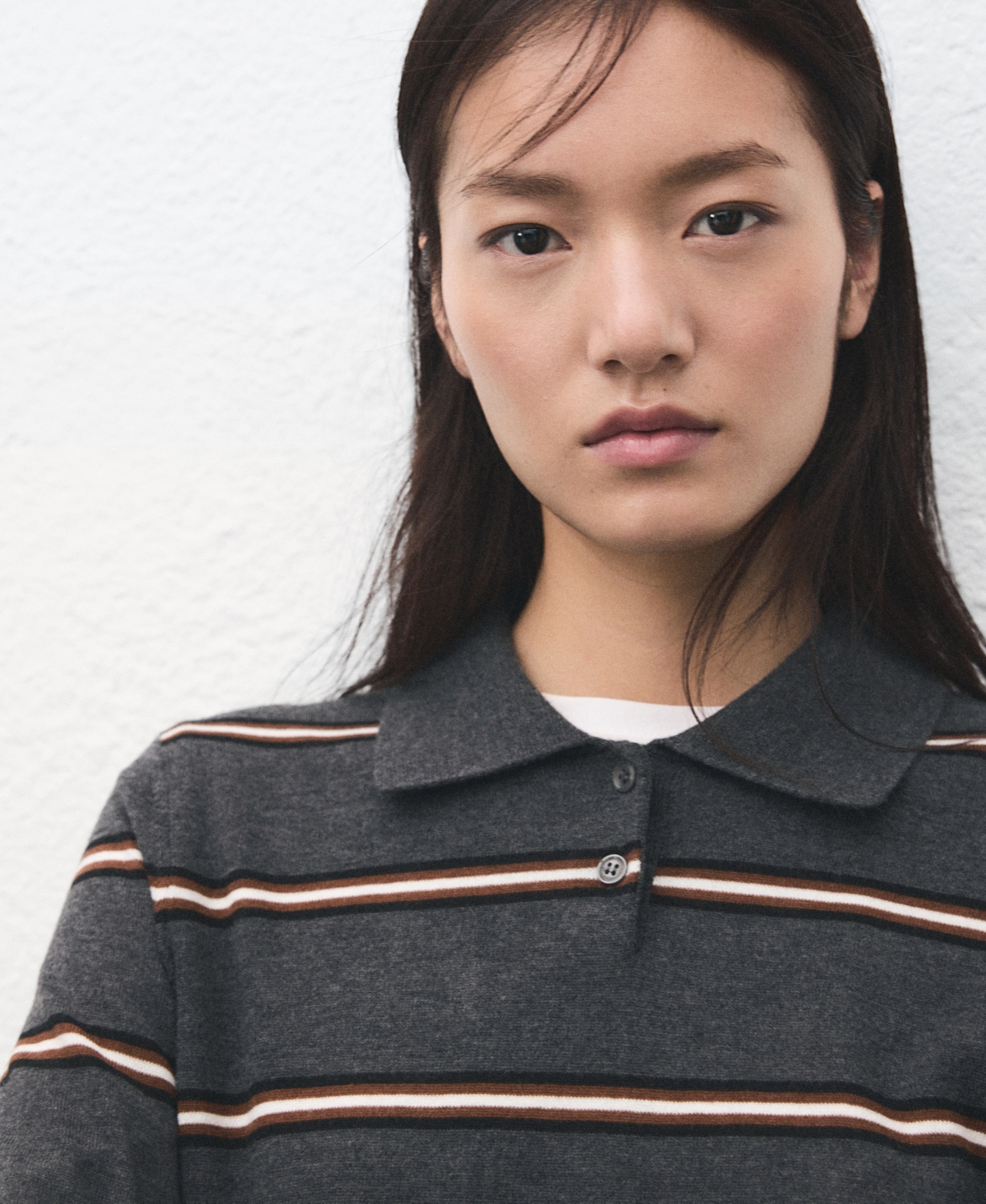 Mango Women's Striped Polo-Neck Sweater